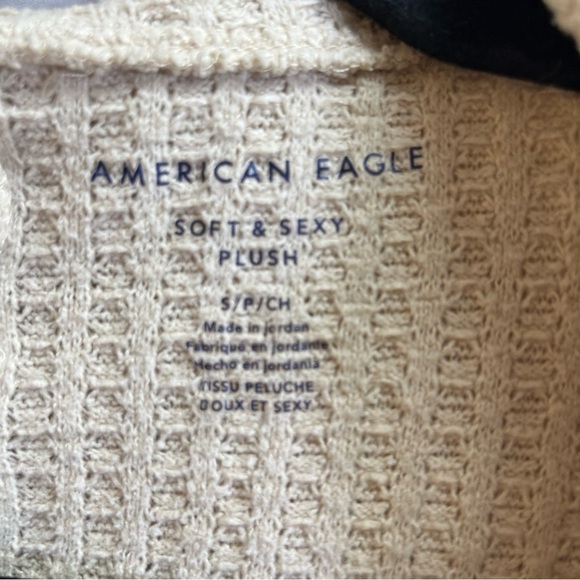 American Eagle soft and sexy women size S hooded beige long sleeve sweater - Picture 6 of 8